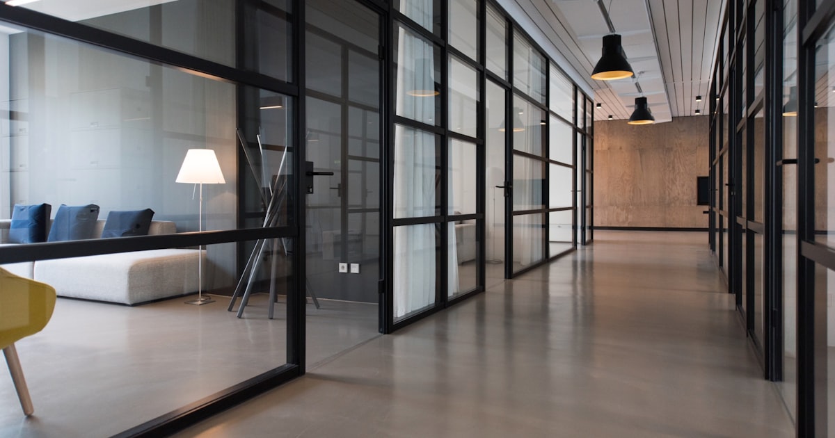 Open co-working space with freelancers working