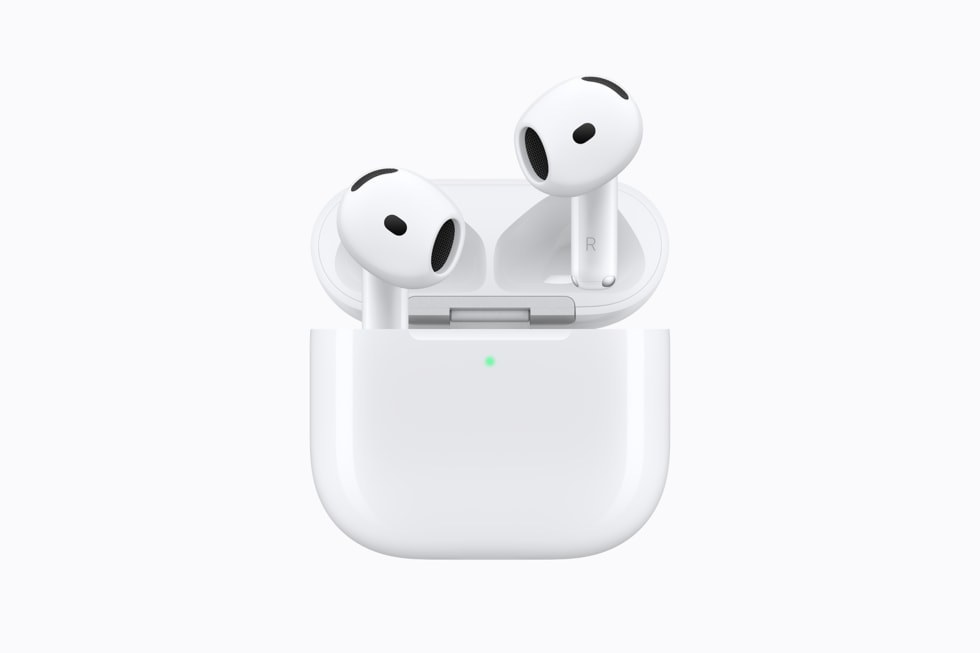 The charging case of a pair of AirPods Pro, photographed closed on a plain surface.